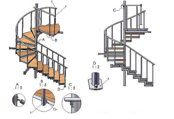 Схема монтажа металлической лестницы