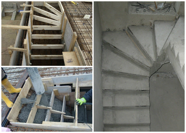 Изготовление бетонной лестницы с забежными ступенями