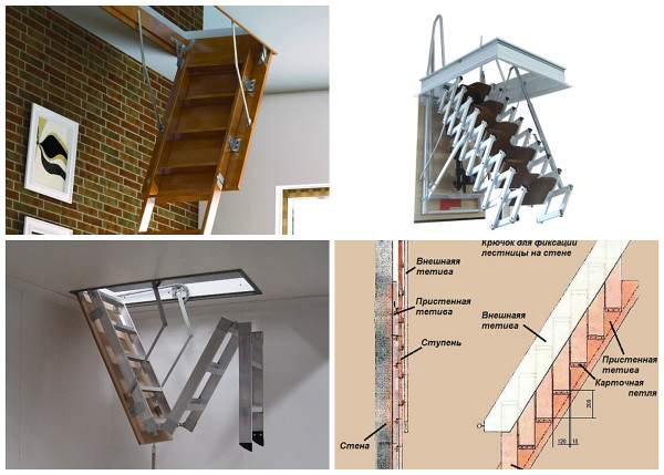 Разновидности конструкций чердачных лестниц