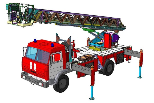 Схематическое изображение пожарной автолестницы