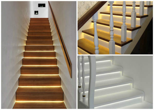 Декор лестниц с помощью светодиодных лент