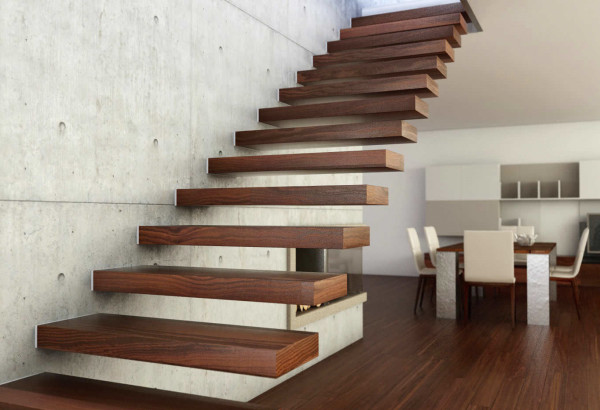 Консольная лестница с деревянными ступенями